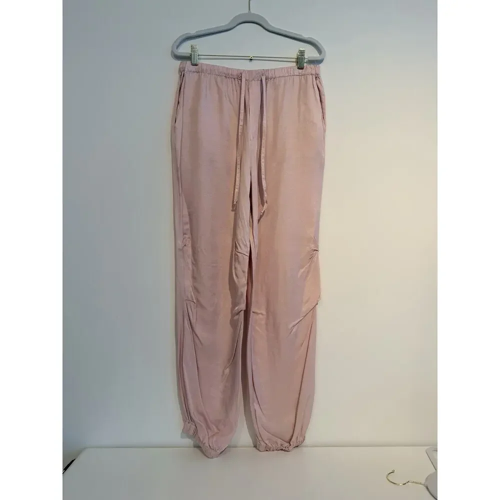 Sundry Button Up Top and Parachute Pant Set in Pink Quartz - M/L, NWT